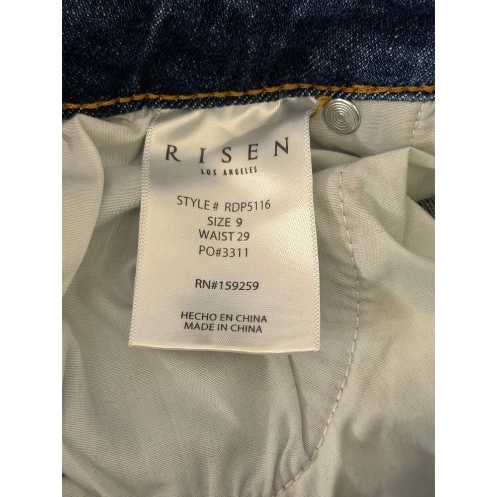 Risen Jeans High Rise Wide Leg Distressed Raw Hem Cropped Denim Blue Size 9/29 - Picture 4 of 10